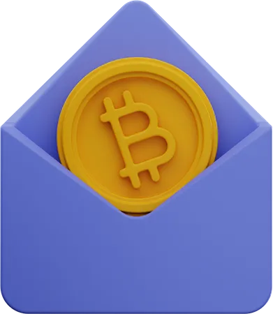 Envelope bitcoin  3D Illustration