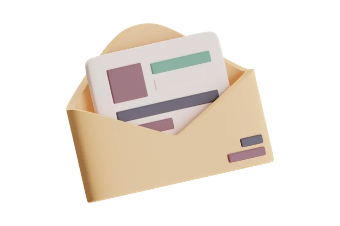 Envelope com cartões  3D Icon