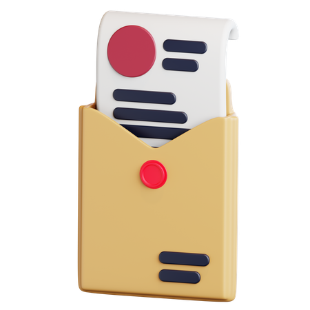 Envelope com documento lacrado  3D Icon