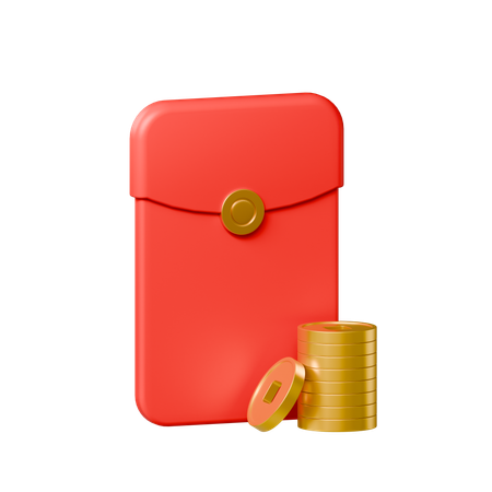 Envelope de ano novo chinês com moedas  3D Icon