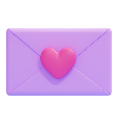 Envelope com um coração  3D Icon