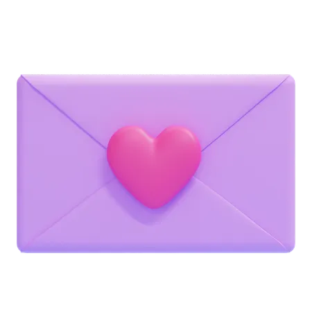 Envelope com um coração  3D Icon