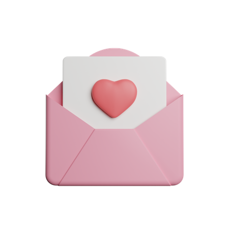 Envelope romântico  3D Icon
