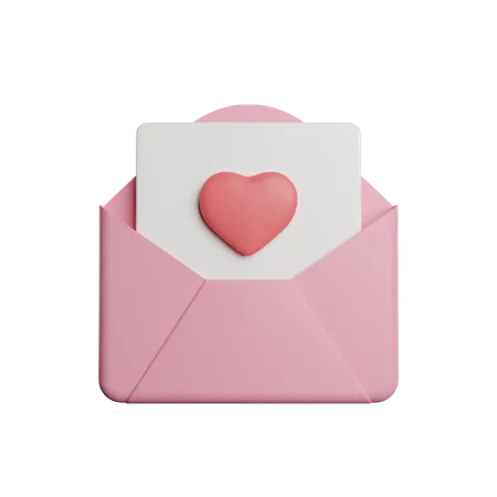 Envelope romântico  3D Icon