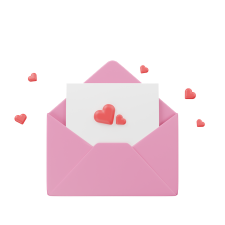 Envelope With Heart Shaped Letter  3D Icon