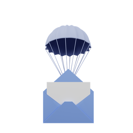 Envelope with parachute  3D Illustration