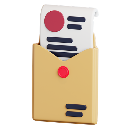 Envelope with Sealed Document  3D Icon