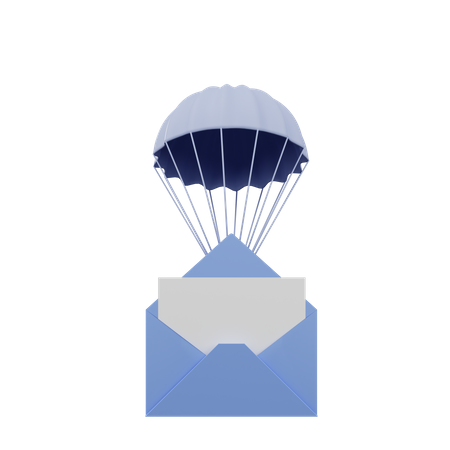 Enveloppe avec parachute  3D Illustration