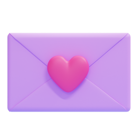 Enveloppe avec un coeur  3D Icon