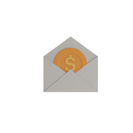Enveloppe et pièce de monnaie en dollars  3D Icon