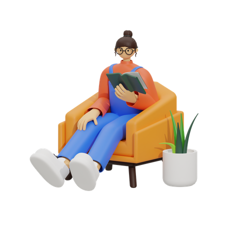 Environnement de lecture confortable  3D Illustration