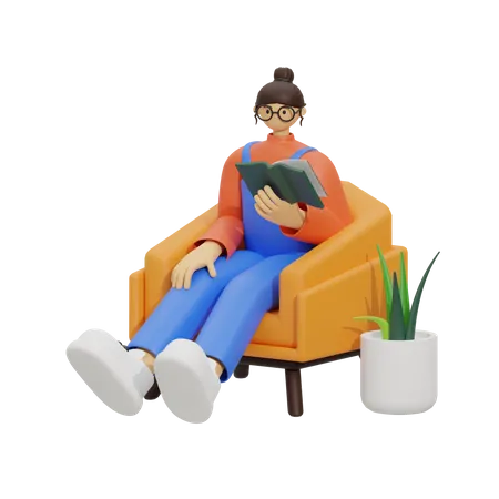 Environnement de lecture confortable  3D Illustration