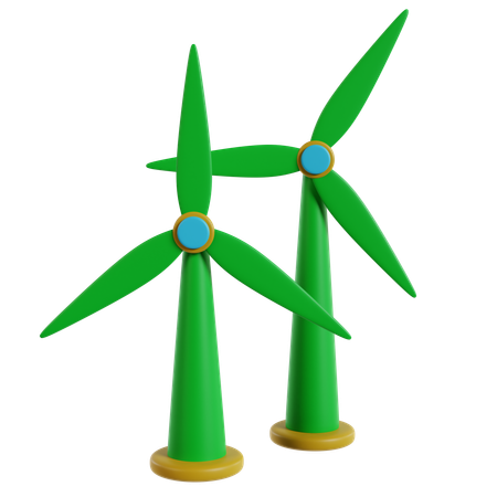 Éoliennes vertes terre et écologie  3D Icon