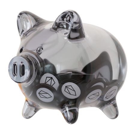 EOS (EOS) Clear Glass Piggy Bank  3D Icon