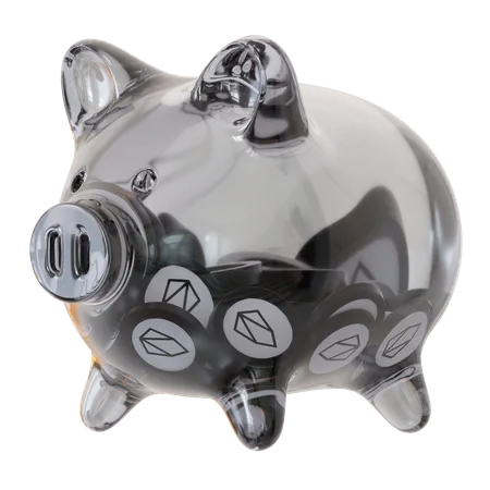 EOS (EOS) Clear Glass Piggy Bank  3D Icon