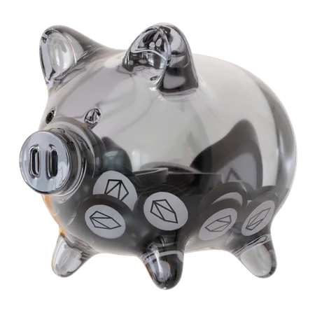 EOS (EOS) Clear Glass Piggy Bank 3D Icon