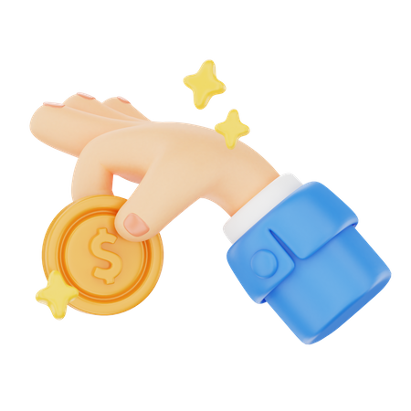Épingler le geste de la main des pièces de monnaie  3D Icon