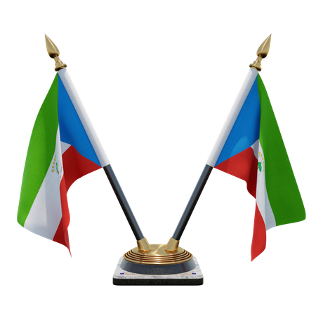 Equatorial Guinea Double (V) Desk Flag Stand  3D Icon