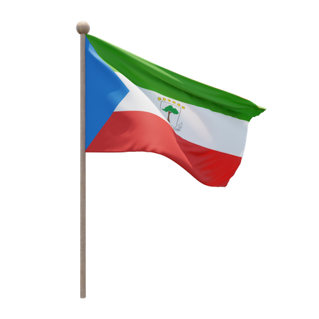 Equatorial Guinea Flag Pole  3D Flag