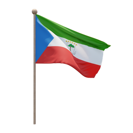 Equatorial Guinea Flag Pole  3D Flag