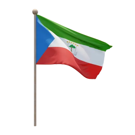 Equatorial Guinea Flag Pole  3D Flag
