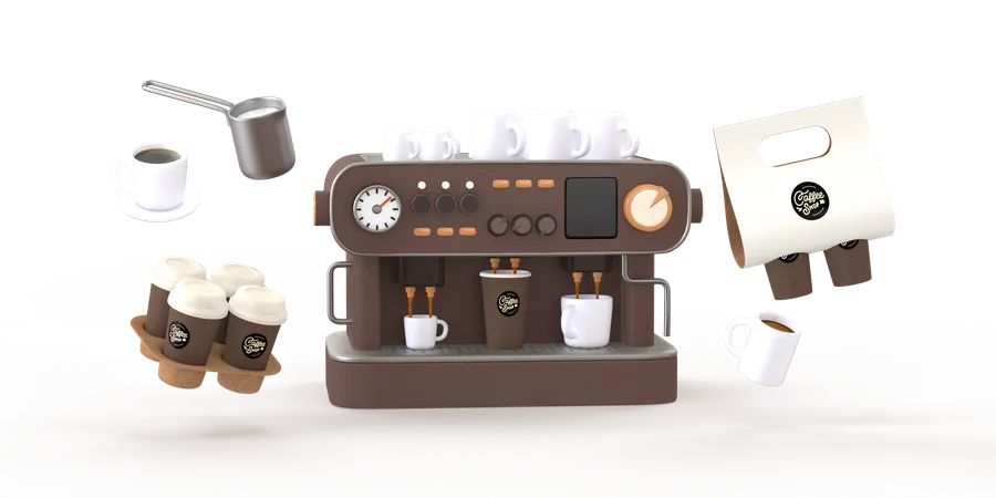 Equipamentos para cafeteria  3D Illustration