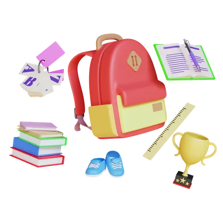 Equipamento escolar  3D Illustration