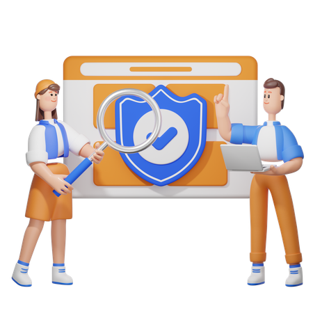 Equipe analisando segurança de dados  3D Icon