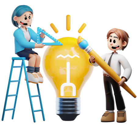 Équipe de designers travaillant sur un design créatif  3D Icon