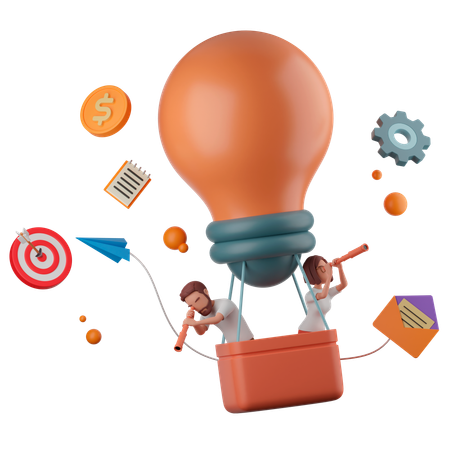 Equipe de negócios em busca de uma ideia  3D Icon