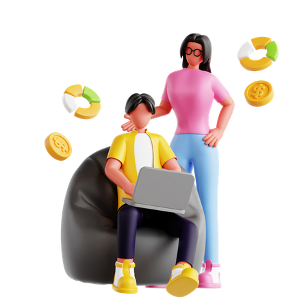 Equipe de negócios realizando discussão 2  3D Icon