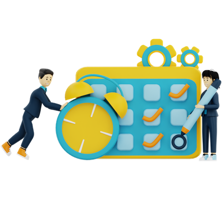 Equipe de negócios trabalhando na lista de tarefas  3D Icon