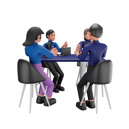 Equipe de podcast discutindo  3D Icon