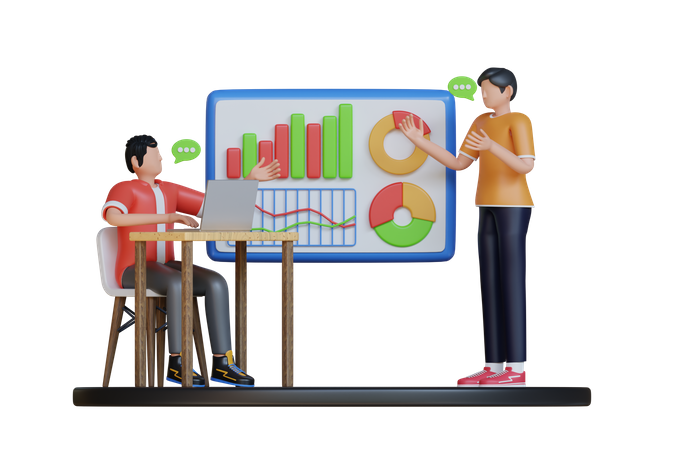 Equipe discutindo sobre negócios  3D Icon