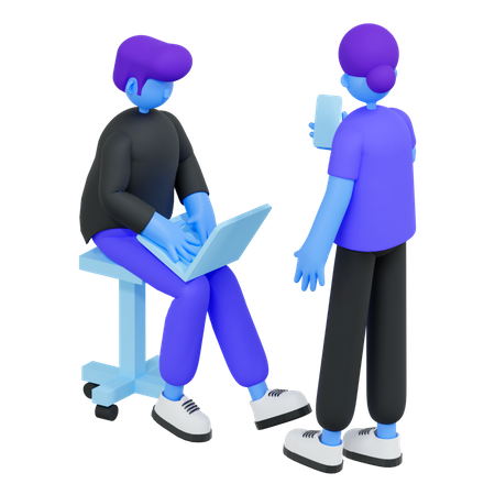 Equipe discutindo sobre trabalho  3D Icon
