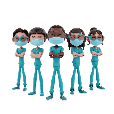 Equipe de enfermagem médica  3D Illustration