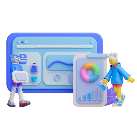 Équipe travaillant sur la conception de l'interface utilisateur  3D Icon