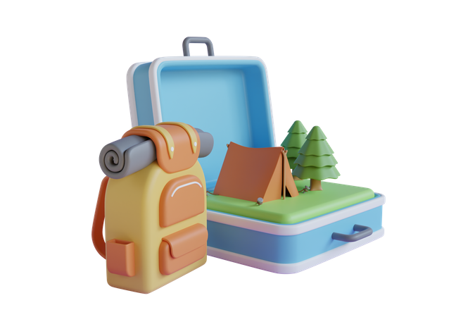 Équipements de camping  3D Illustration