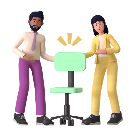 Equipo de contratación de empleados masculinos y femeninos  3D Illustration