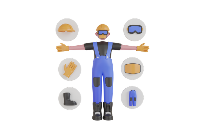 Equipo de protección personal y conjunto de ropa.  3D Icon