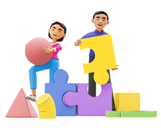 Equipo empresarial trabajando en la resolución de problemas  3D Icon