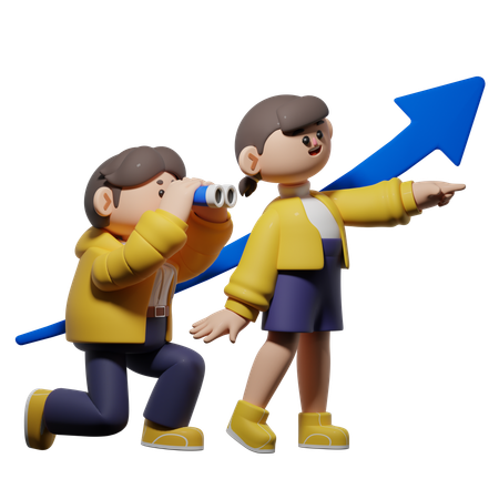 Equipo que avanza hacia el objetivo  3D Icon