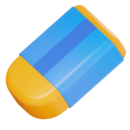 Shiny Yellow Eraser 3 D Icon Close Up Rendering 3D Icon