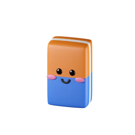 3 D Render Of Cute Eraser Icon 3D Icon