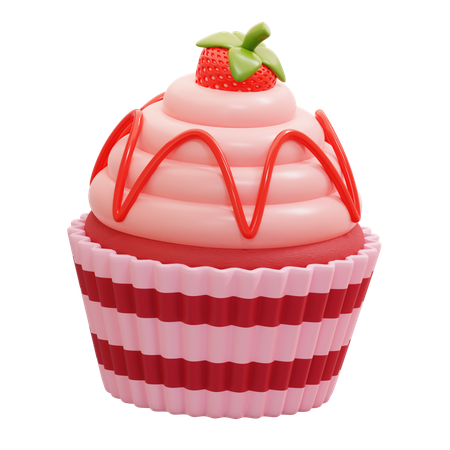 Erdbeer-Cupcake  3D Icon