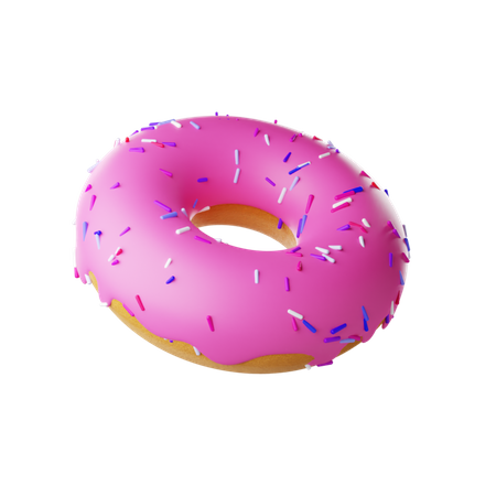 Erdbeer-Donut mit Meses  3D Icon