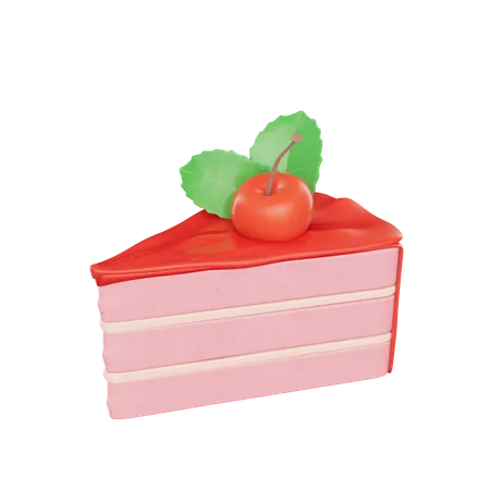 Stück Erdbeerkuchen  3D Icon