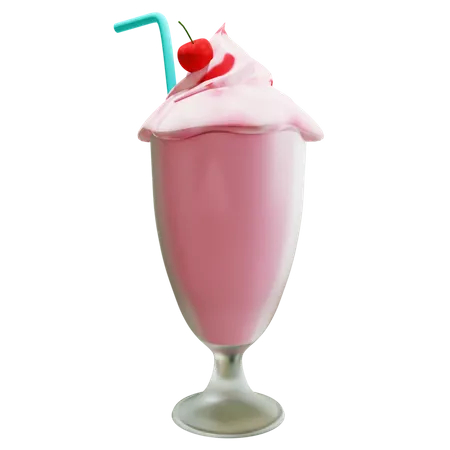 Erdbeer Milchshake  3D Illustration