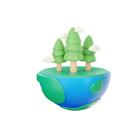 Erde mit Baum  3D Icon