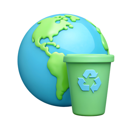 Erde und Recyclingtonne  3D Icon